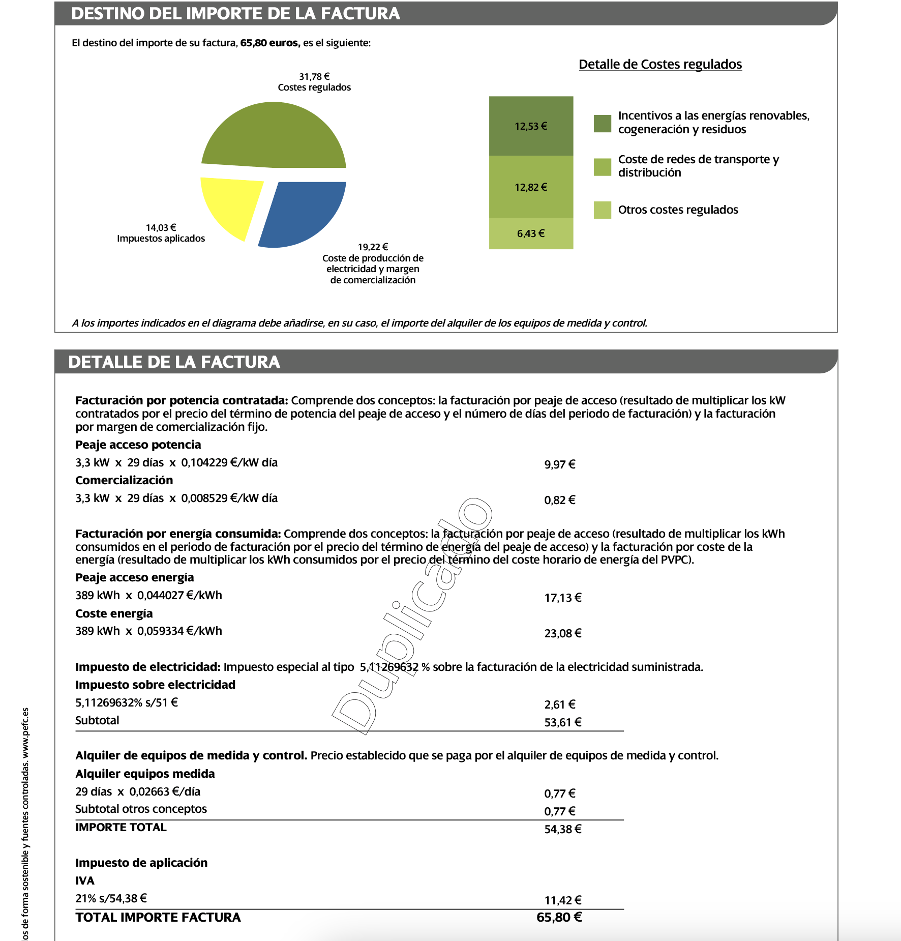 nueva factura de la luz
