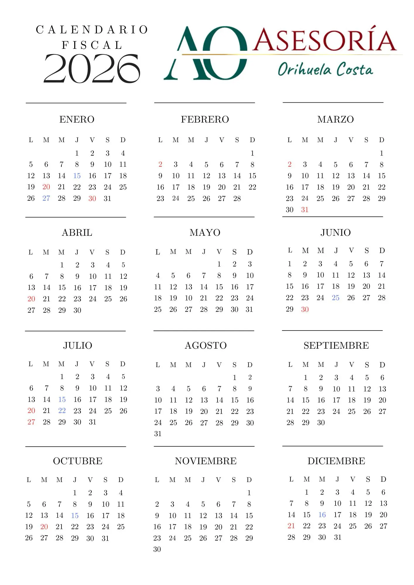 Calendario Fiscal 2026 Fechas De Presentaci n Y Domiciliaci n 